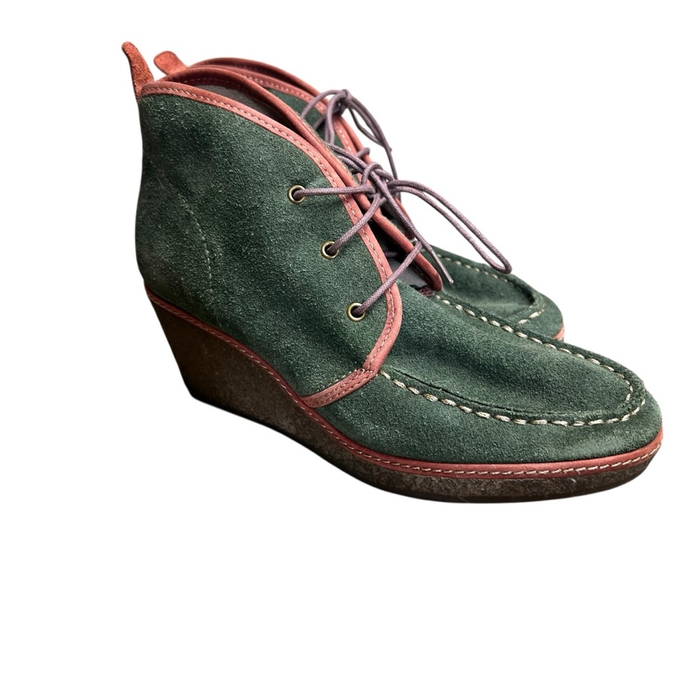 OluKai Wali Suede Green Women's Comfort Wedge SZ 6.5
